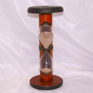 Antique Sand Hourglass Made From Wooden Industrial Style Bobbin